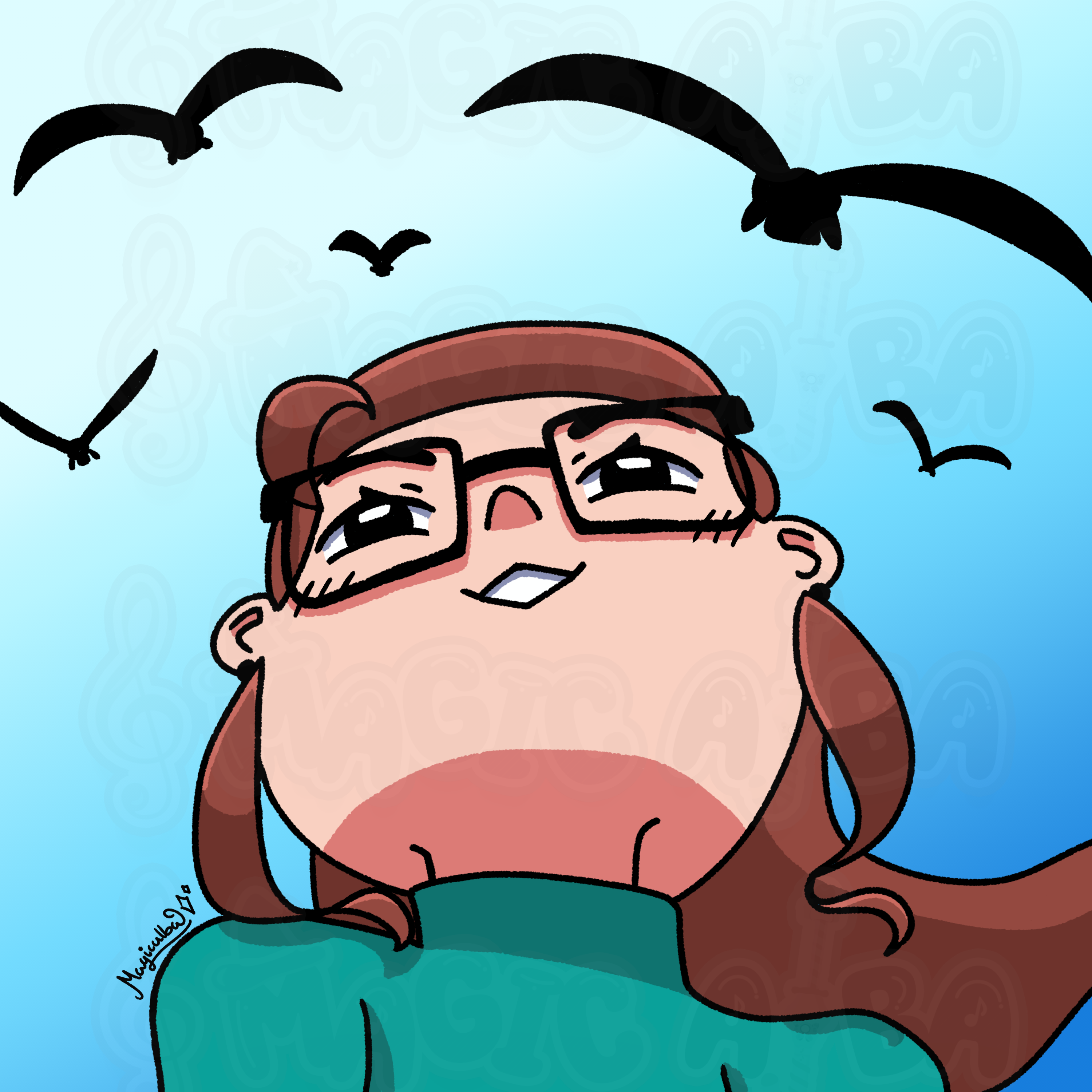 Alba mirando gaviotas